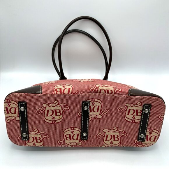 💰 Vintage Dooney & Bourke Domed Crest Canvas/Leather Satchel + Key Fob - Picture 6 of 15